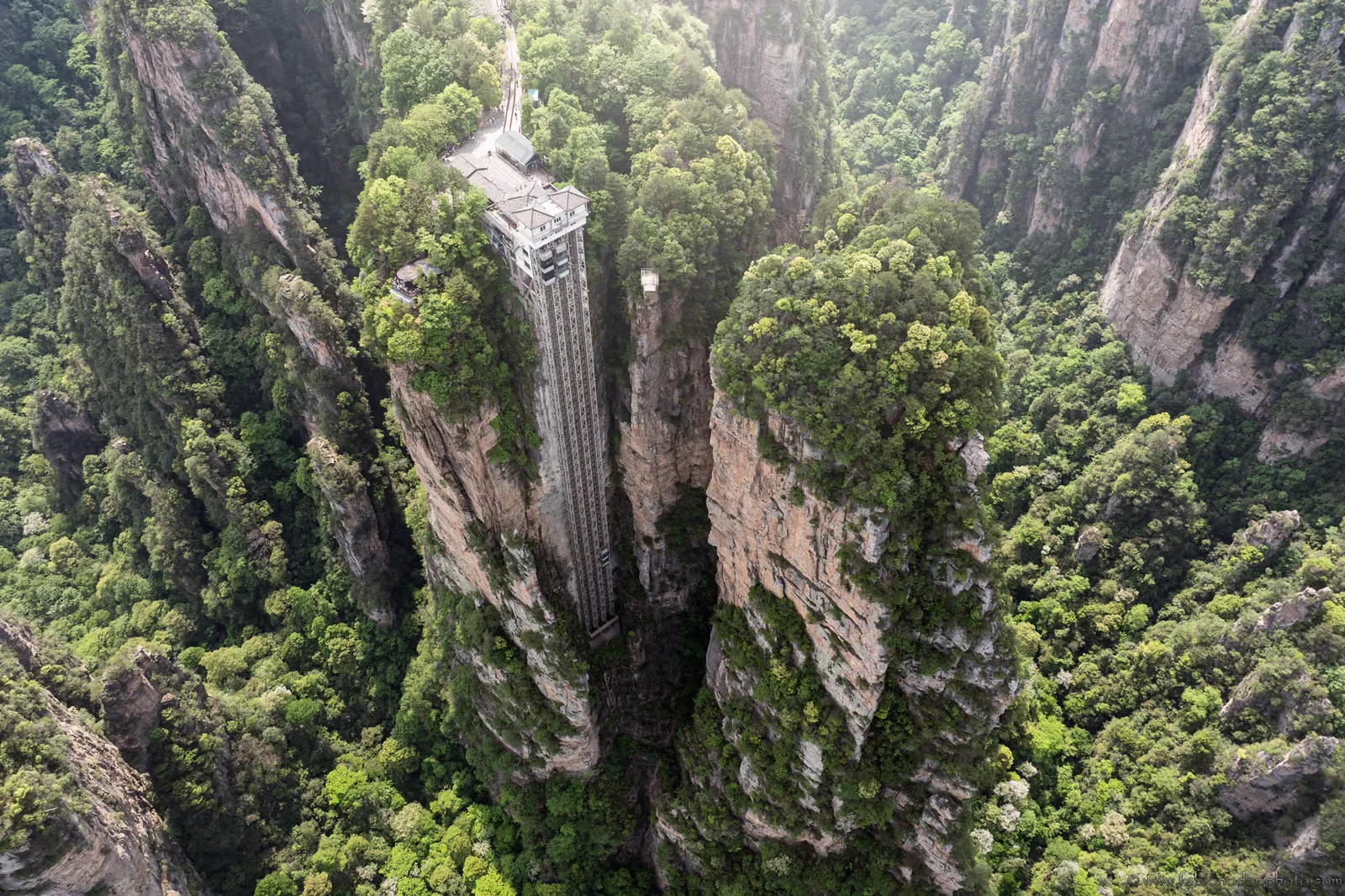 Cliff face at the Bailong Elevator