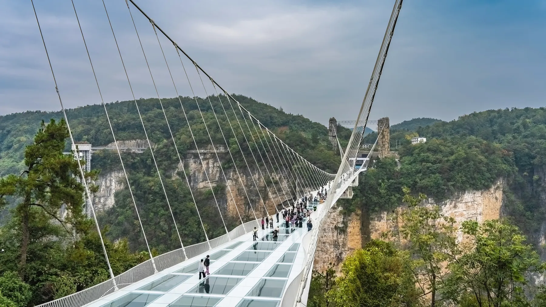 The glass bridge over the Zhangjiajie Grand Canyon