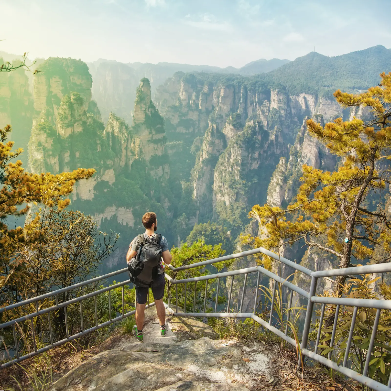 Hiker looking out over the Zhangjiajie peaks